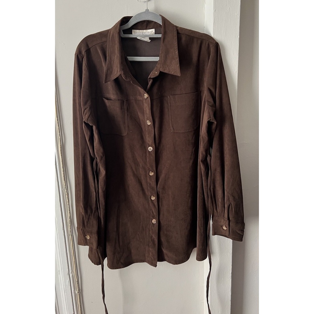 Motherhood Maternity Women Brown Lightweight Long Sleeve Shirt XL Bottom Down